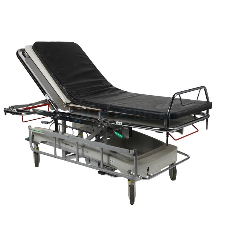 A&E Black Patient Trolley with Chrome Finish